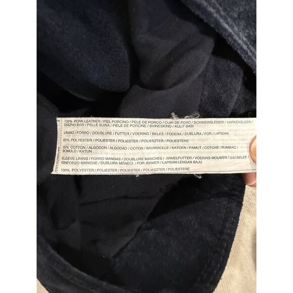 Mango Suede Leather Moto Jacket US XS silver hardware Black - Picture 9 of 12